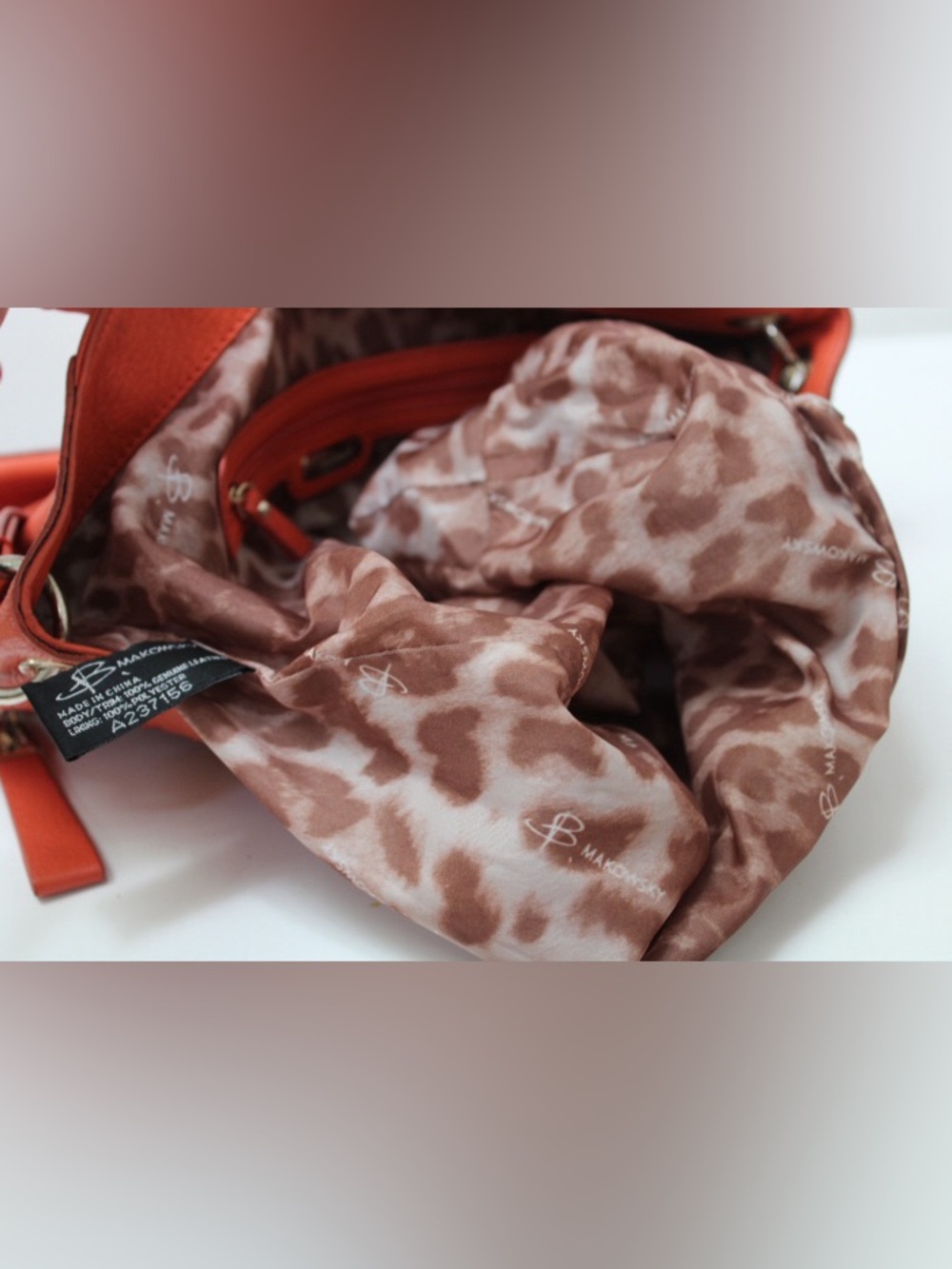 b. makowsky Woven Leather Hobo in Orange with Gold Hardware - Picture 7 of 13